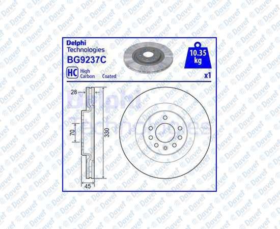DELPHI BG9237C Fren Aynasi On Tekli Paket Opel Corsa E 15->  ####